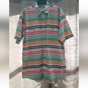 Orvis Colorful Striped Button Down Shirt Lg